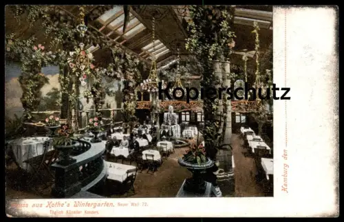 ALTE POSTKARTE HAMBURG GRUSS AUS KOTHE'S WINTERGARTEN NEUER WALL TÄGLICH KÜNSTLER KONZERT Ansichtskarte cpa AK postcard