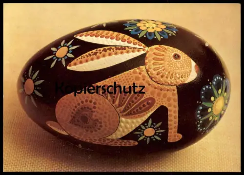 ÄLTERE POSTKARTE GÄNSEEI MIT TUSCHE GEFÄRBT BEMALT HASE Ei egg oeuf Osterhase Ostern easter Haupt-Battaglia postcard cpa