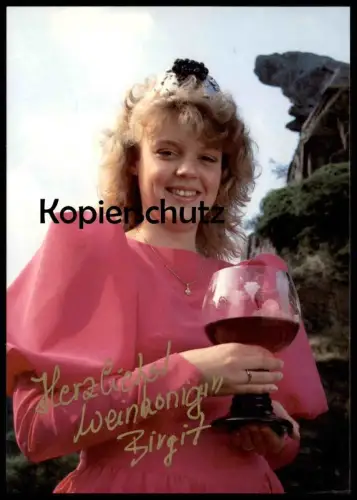 ÄLTERE POSTKARTE WINZERGENOSSENSCHAFT WINZER VEREIN WALPORZHEIM WEINKÖNIGIN BIRGIT FISCHER AHR Ansichtskarte Autogramm