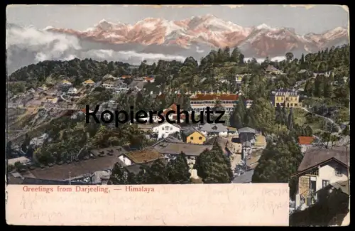 ALTE POSTKARTE GREETINGS FROM DARJEELING HIMALAYA Panorama view Hofmann Leder Meissen Ansichtskarte postcard cpa AK