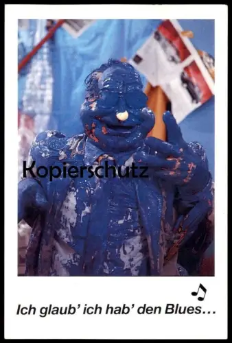 ÄLTERE POSTKARTE HELMUT KOHL BLAU-KOHL ICH GLAUB' ICH HAB' DEN BLUES BLAUE FARBE SATIRE Politiker Politik Humor cpa AK