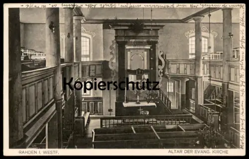 ALTE POSTKARTE RAHDEN IN WESTFALEN ALTAR DER EVANGELISCHEN KIRCHE church église Ansichtskarte postcard cpa AK