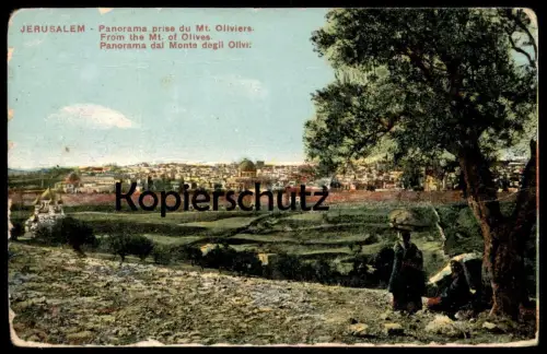 ALTE POSTKARTE JERUSALEM PANORAMA PRISE DU MT. OLIVIERS OLIVES MONTE DEGLI OLIVI cpa Ak Ansichtskarte postcard