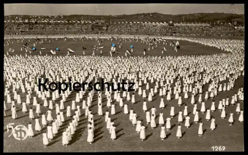 ALTE KARTE 15. TURNFEST STUTTGART 1933 VORFÜHRUNG IM STADION ERÖFFNUNGSFEIER TURNER SPORTLER postcard cpa Ansichtskarte