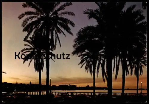 ÄLTERE POSTKARTE TRIPOLI PROMENADE ALONG THE SEA LIBYA LIBIA TRIPOLIS LIBYEN sunset Libiya postcard Ansichtskarte