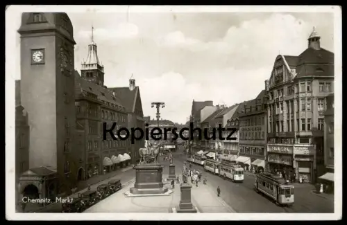 ALTE POSTKARTE CHEMNITZ MARKT FILM-ECK Kino Strassenbahnen Strassenbahn tram tramway Ansichtskarte cpa postcard AK