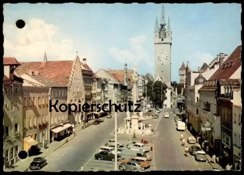 ÄLTERE POSTKARTE STRAUBING THERESIENPLATZ VW KÄFER Volkswagen Opel Citroen Ford cpa postcard AK