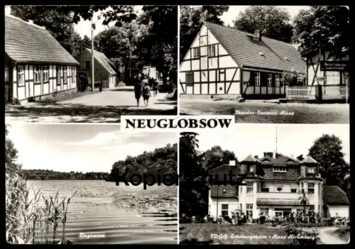 ÄLTERE POSTKARTE NEUGLOBSOW THEODOR FONTANE HAUS FDGB HAUS HIRSCHBERG DAGOWSEE STEMPEL PLASTE UND ELASTE SCHKOPAU AK cpa