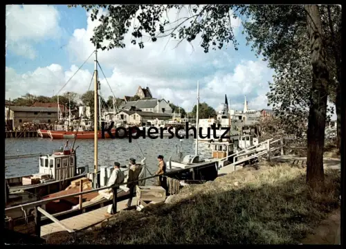 ÄLTERE POSTKARTE OSTSEEBAD HEILIGENHAFEN FISCHEREIHAFEN HAFEN port postcard Ansichtskarte cpa AK
