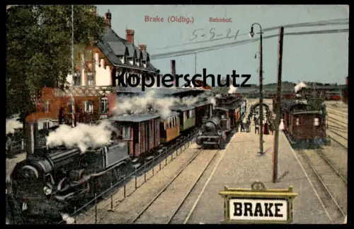ALTE POSTKARTE BRAKE BAHNHOF DAMPFLOK LOKOMOTIVE Eisenbahn Züge Zug station gare train trains cpa postcard Ansichtskarte