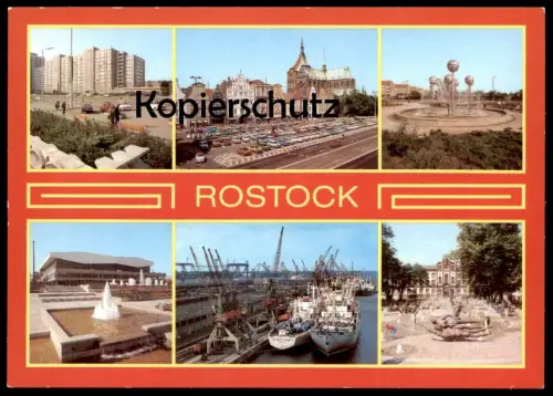 ÄLTERE POSTKARTE ROSTOCK WOHNHOCHHAUS AM WILHELM PIECK RING STADTZENTRUM REUTERSHAGEN LEBENSFREUDE BRUNNEN cpa postcard