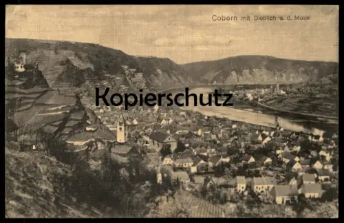 ALTE POSTKARTE COBERN MIT DIEBLICH AN DER MOSEL PANORAMA KOBERN-GONDORF Ansichtskarte cpa postcard Gemeinde Rhein-Mosel