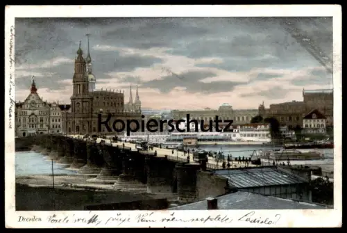 ALTE POSTKARTE DRESDEN PANORAMA 1905 Brücke Totalansicht Total Blick über die Elbe postcard cpa Ansichtskarte AK