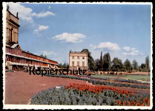 ALTE POSTKARTE KASSEL ORANGERIE UND NES-CAFÉ BUNDESGARTENSCHAU MAI - OKTOBER 1955 BUGA Ansichtskarte AK cpa postcard