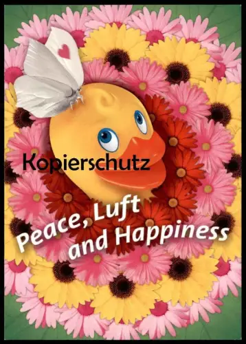 ÄLTERE POSTKARTE QUIETSCHEENTE BADEENTE ENTE GUMMIENTE PEACE LUFT HAPPINESS duck canard cane Ansichtskarte cpa postcard