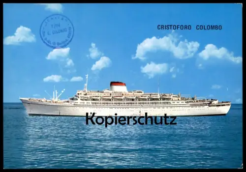 ÄLTERE POSTKARTE T/N CRISTOFORO COLOMBO KREUZFAHRTSCHIFF Schiffsstempel Schiff ship bateau postcard cpa Ansichtskarte AK