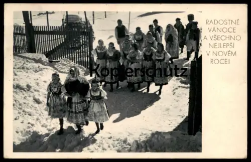 ALTE POSTKARTE RADOSTNE VANOCE A VSECHNO NEJLEPSI V NOVEM ROCEI FROHE WEIHNACHTEN TRACHT BÖHMEN Ceska czech republic