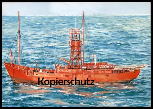 ÄLTERE KÜNSTLER POSTKARTE MS SOUTH GOODWIN VESSEL FEUERSCHIFF Leuchtturm-Schiff Motorschiff ship postcard cpa AK