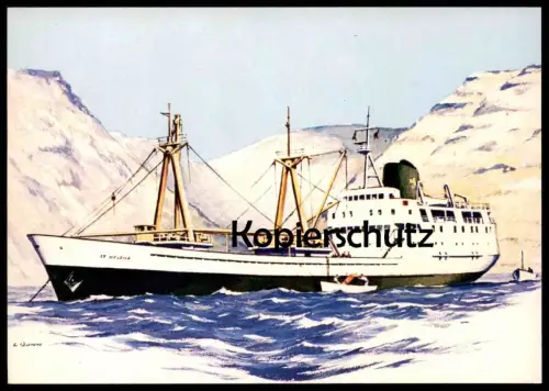 ÄLTERE POSTKARTE R.M.S. ST. HELENA SHIPPING PICTURE BY LAWRENCE DUNN FRACHTSCHIFF Schiff cargo ship postcard cpa AK