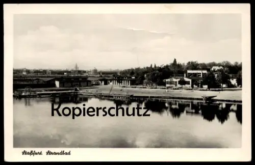 ALTE POSTKARTE STASSFURT STRANDBAD SCHWIMMBAD Bad Freibad swimming pool piscine Ansichtskarte AK cpa postcard