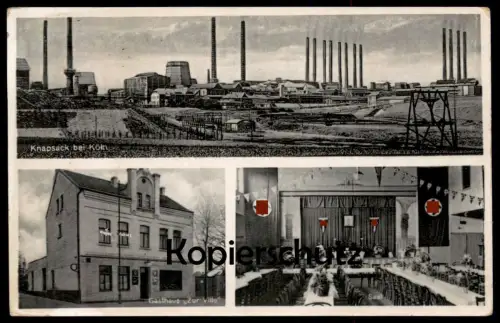 ALTE POSTKARTE HÜRTH KNAPSACK BEI KÖLN GASTHAUS ZUR VILLE WILLI STEGMANN BEFLAGGUNG FERNRUF HERMÜLHEIM Ansichtskarte AK