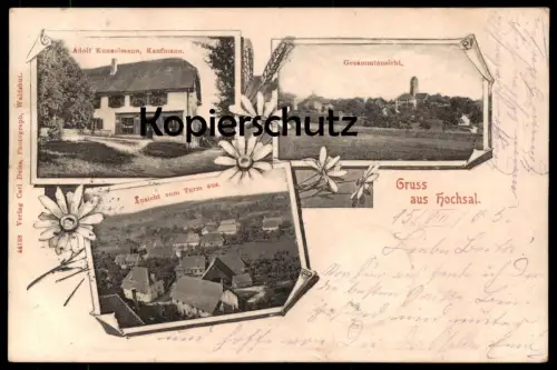 ALTE POSTKARTE HOCHSAL ADOLF KUNZELMANN KAUFMANN ANSICHT VOM TURM GESAMTANSICHT LAUFENBURG Ansichtskarte AK cpa postcard