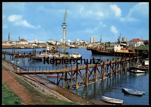ZWEI ÄLTERE POSTKARTEN BREMERHAVEN GEESTEMÜNDUNG RADARTURM & STADTMITTE GEESTEMOLE Ansichtskarte cpa AK