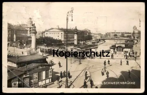 ALTE POSTKARTE WIEN SCHWEDENBRÜCKE WERBUNG GUMMIMANTEL HANNS SCHLUCA TUCHHAUS MUNZ Ansichtskarte postcard AK cpa