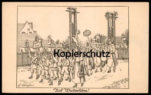 ALTE KÜNSTLER POSTKARTE AUF WIEDERSEHN! HEUBERG ADE! ELISABETH LÖRCHER STETTEN WIEDERSEHEN ABSCHIED Ansichtskarte cpa AK