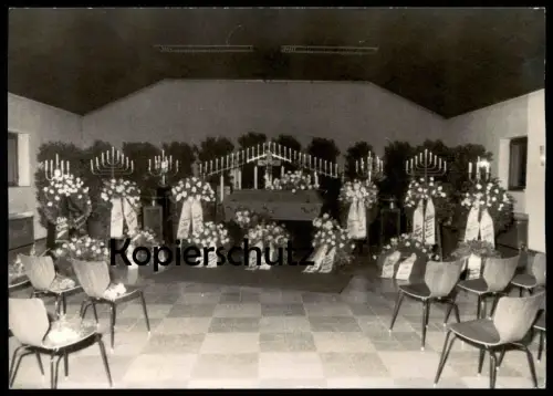 ALTE ORIGINAL FOTO POSTKARTE AUFBAHRUNG IN DER LEICHENHALLE 1969 BEGRÄBNIS funeral burial funérailles cpa photo Sarg AK
