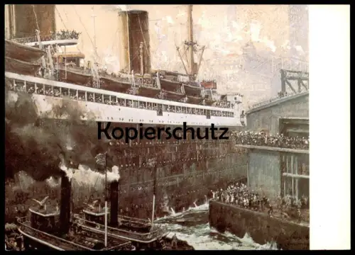 ÄLTERE POSTKARTE LLOYD DAMPFER COLUMBUS IN NEW YORK SCHIFFAHRTSMUSEUM BREMERHAVEN CLAUS BERGEN 1924 Schiff ship postcard