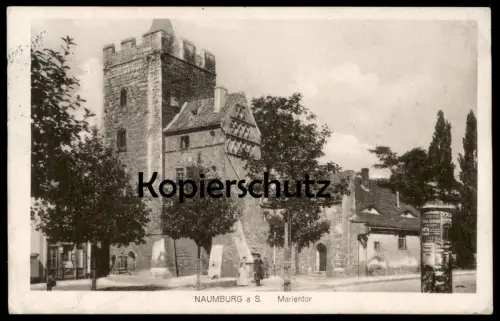 ALTE POSTKARTE NAUMBURG SAALE MARIENTOR LITTFASSSÄULE WERBUNG SALEM ALEIKUM CIGARETTEN FREYBURG Ansichtskarte postcard