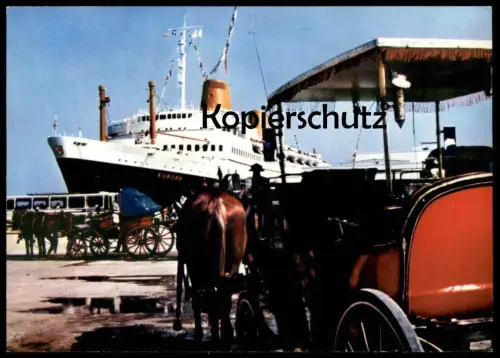 ÄLTERE POSTKARTE MS EUROPA KREUZFAHRTSCHIFF KUTSCHE PFERD Hapag Lloyd Schiff Motorschiff ship bateau Ansichtskarte AK