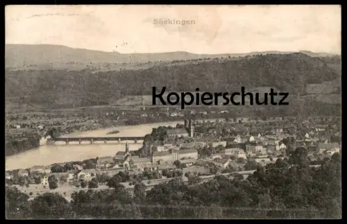 ALTE POSTKARTE BAD SÄCKINGEN AM RHEIN ZURÜCK 1909 PANORAMA TOTALANSICHT TOTAL Gesamtansicht cpa postcard Ansichtskarte