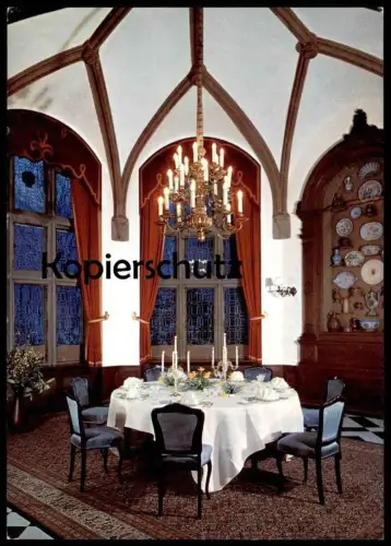 ÄLTERE POSTKARTE KRONBERG IM TAUNUS SCHLOSSHOTEL KLEINER SALON PORZELLAN VITRINE Schloss Hotel postcard AK Ansichtskarte