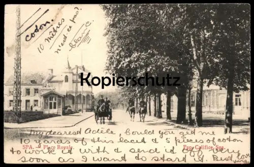 ALTE POSTKARTE SPA PLACE ROYAL VILLA COACH KUTSCHE 1910 PAP. CALIFICE À SPA postcard cpa Ansichtskarte AK