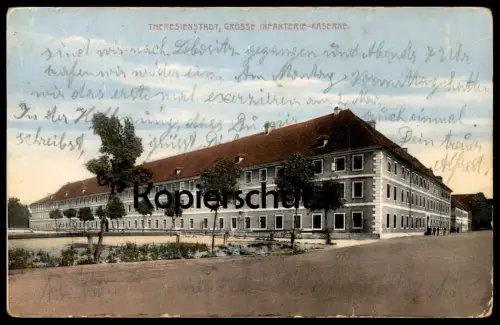 ALTE POSTKARTE THERESIENSTADT GROSSE INFANTERIE KASERNE 1914 Terezin Terezina Sudeten casern postcard cpa Ansichtskarte