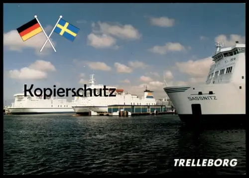 ÄLTERE POSTKARTE MS NILS DACKE SASSNITZ ROBIN HOOD TT LINIE IN TRELLEBORG AUTOFÄHRE Schiff Motorschiff ship postcard