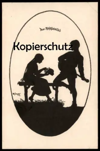 ALTE KÜNSTLER POSTKARTE DAS ABSCHIEDSLIED ABSCHIED ELSBETH FORCK Scherenschnitt Trauer postcard cpa AK Ansichtskarte