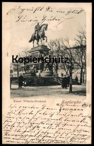 ALTE POSTKARTE KAISER WILHELM-DENKMAL KARLSRUHE REITERSTANDBILD Pferd cheval horse monument Ansichtskarte postcard cpa