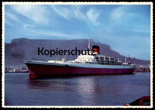 ÄLTERE POSTKARTE MAILSHIP LEAVING DUNCAN DOCK CAPE TOWN KAAPSTAD KAPSTADT DAMPFER WINDSOR CASTLE Schiff ship postcard AK