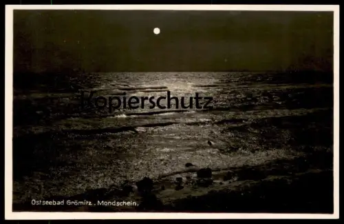 ALTE POSTKARTE OSTSEEBAD GRÖMITZ BEI NACHT MONDSCHEIN VOLLMOND moonlight Mond moon clair de lune Ansichtskarte postcard