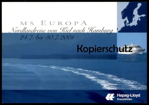 ÄLTERE POSTKARTE MS EUROPA KREUZFAHRTSCHIFF NORDLANDREISE KIEL NACH HAMBURG 2001 NAVIRE ship bateau Ansichtskarte AK