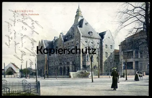ALTE POSTKARTE NAUMBURG SAALE NEUE REALSCHULE Frau mit Kinderwagen Schule school école Ansichtskarte AK cpa postcard
