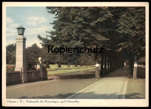 ALTE POSTKARTE HAMM IN WESTFALEN TEILANSICHT DER KURANLAGEN UND OSTENALLEE Ansichtskarte postcard cpa AK