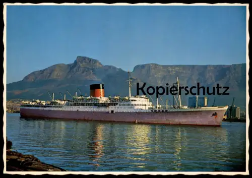 ÄLTERE POSTKARTE R.M.S. EDINBURGH CASTLE IN CAPE TOWN HARBOUR SOUTH AFRICA KREUZFAHRTSCHIFF Schiff Motorschiff ship cpa