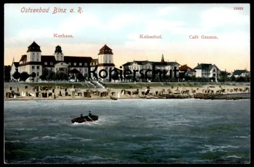 ALTE POSTKARTE BINZ AUF RÜGEN KURHAUS KAISERHOF CAFÉ GRAMM STRAND Ansichtskarte AK postcard cpa