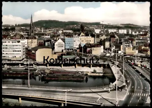 ÄLTERE POSTKARTE SAARBRÜCKEN TEILANSICHT WILHELM-HEINRICH-BRÜCKE RENAULT HIPPCHEN SINEWE Ansichtskarte AK cpa postcard