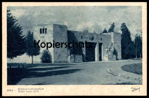 ALTE POSTKARTE RIGA HELDENFRIEDHOFSPFORTE HELDENFRIEDHOF FRIEDHOF Lettland Latvia cpa AK Ansichtskarte postcard