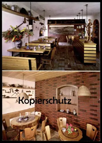 ÄLTERE POSTKARTE KRÖV WINZERSCHENKE IM STEINKRUG WEINGUT GOTTFRIED STEIN BAUMSCHEIBEN ALS TISCH Ansichtskarte postcard